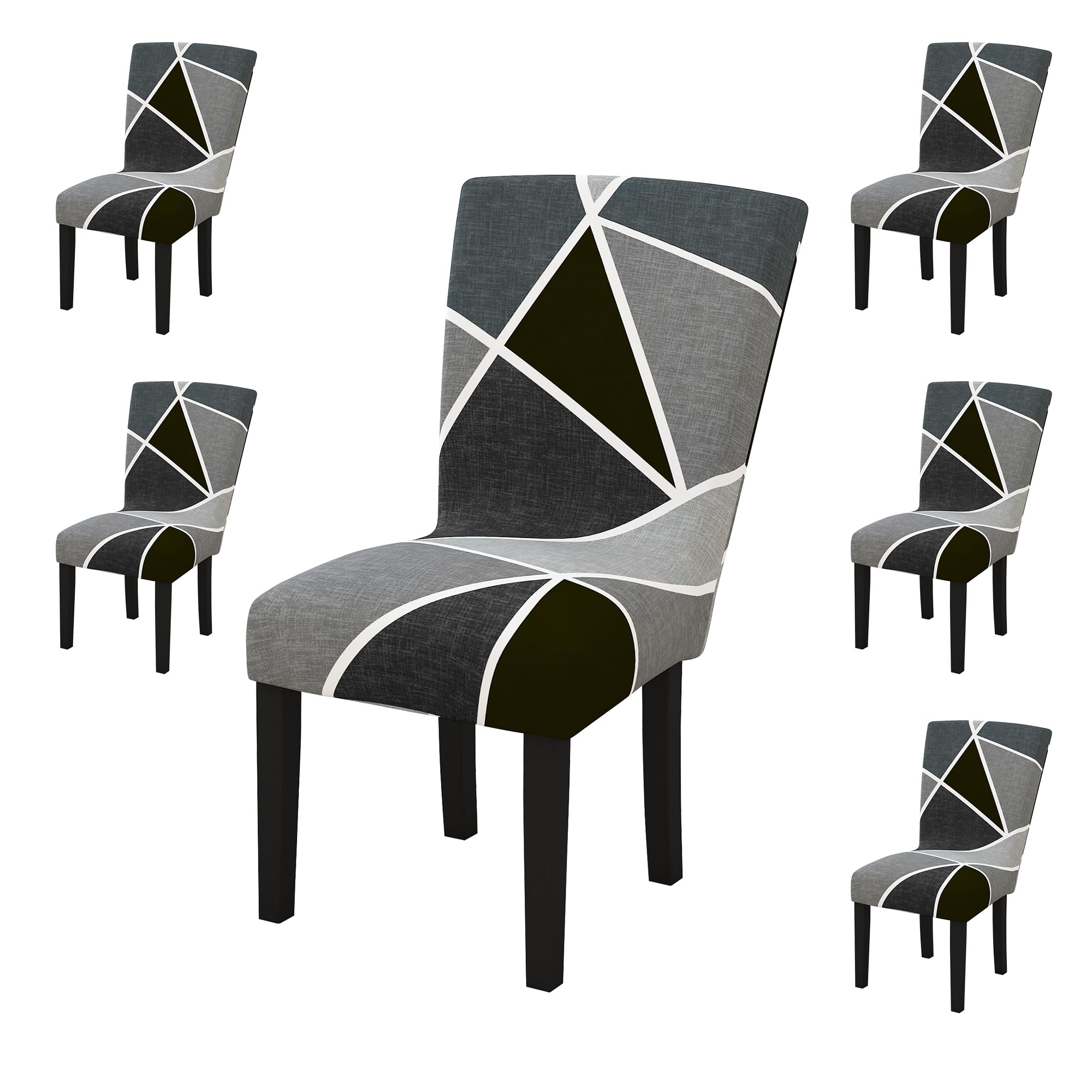Story@Home Chair Cover Set of 6 for Dining Table | Elastic Chair Covers Stretchable, Removable Washable Dining Chair Cover Protector Seat Slipcover|Grey Abstract| 38 X 51cm Cover for Dining Chairs-picture-48