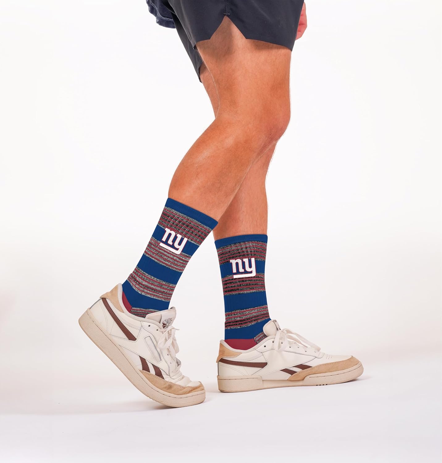 For Bare Feet NFL mens Rmc Multi Stripe Crew Sock Nfl