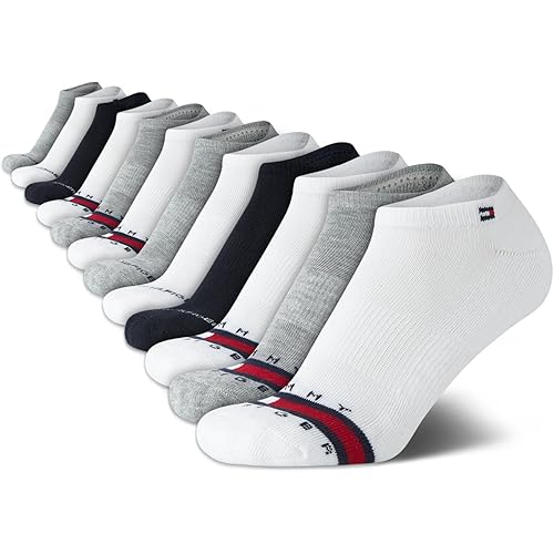 Tommy Hilfiger Women's No Show Socks - 12 Pack Soft Stretch Womens Athletic Ankle Socks - Running Socks for Women