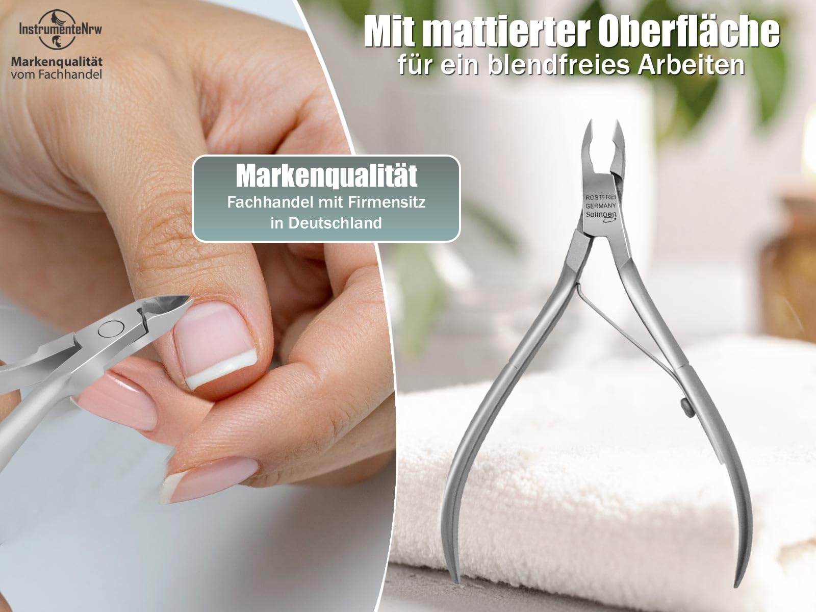 Nagelhautzange Hautzange Solingen mit Scharfer und Feiner Schnittfläche Made in Germany Edelstahl Rostfrei Hautschere für die Pflege der Nagelhaut 10,5 cm