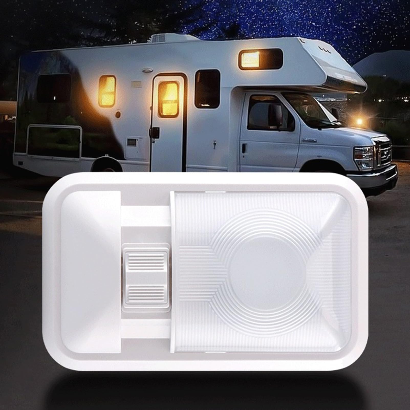 Lampa sufitowa do kampera, 12 V LED, kopułkowa lampa do czytania z przełącznikiem, pojedyncza, naturalna biała oprawa oświetleniowa do przyczepy kempingowej, kampera, łodzi, samochodu