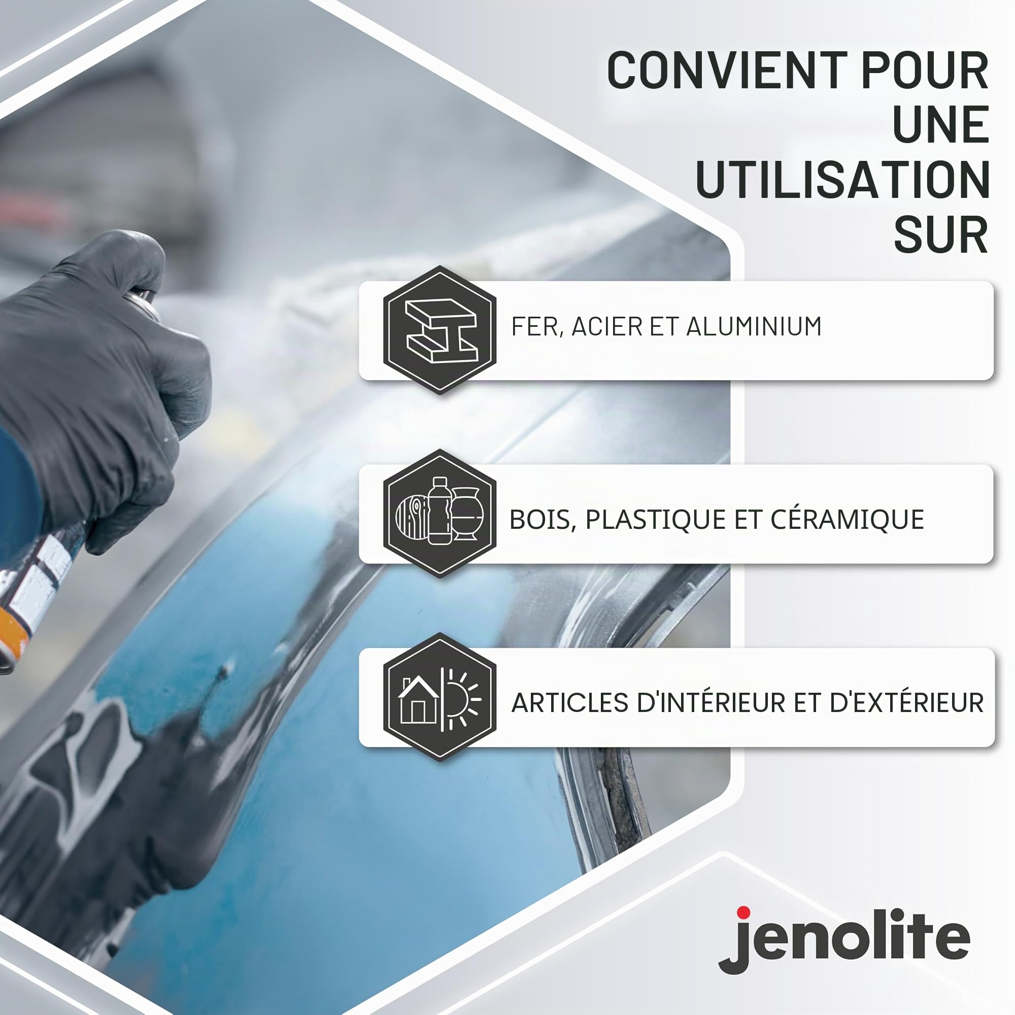 JENOLITE Directorust Bombe Peinture Brillante | BLANC | 3x400ml | Peinture Aérosol Anti-Rouille Pour Métal | Peinture Aérosol Brillante Multi-Surfaces Pour Bois, Métal, Plastique | RAL 9016