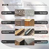 Vista 5 de BoscoMondo - Estante de chimenea de madera maciza, repisa flotante para sala de estar, repisa rústica de madera de granja, fácil montaje en pared