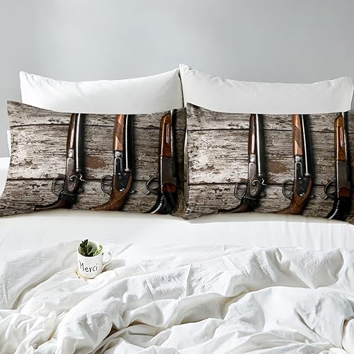 Miniatura 3 de Erosebridal Edredón de plumón de pistola, juego de ropa de cama con temática militar para niños, adolescentes y hombres, juego de edredón retro de