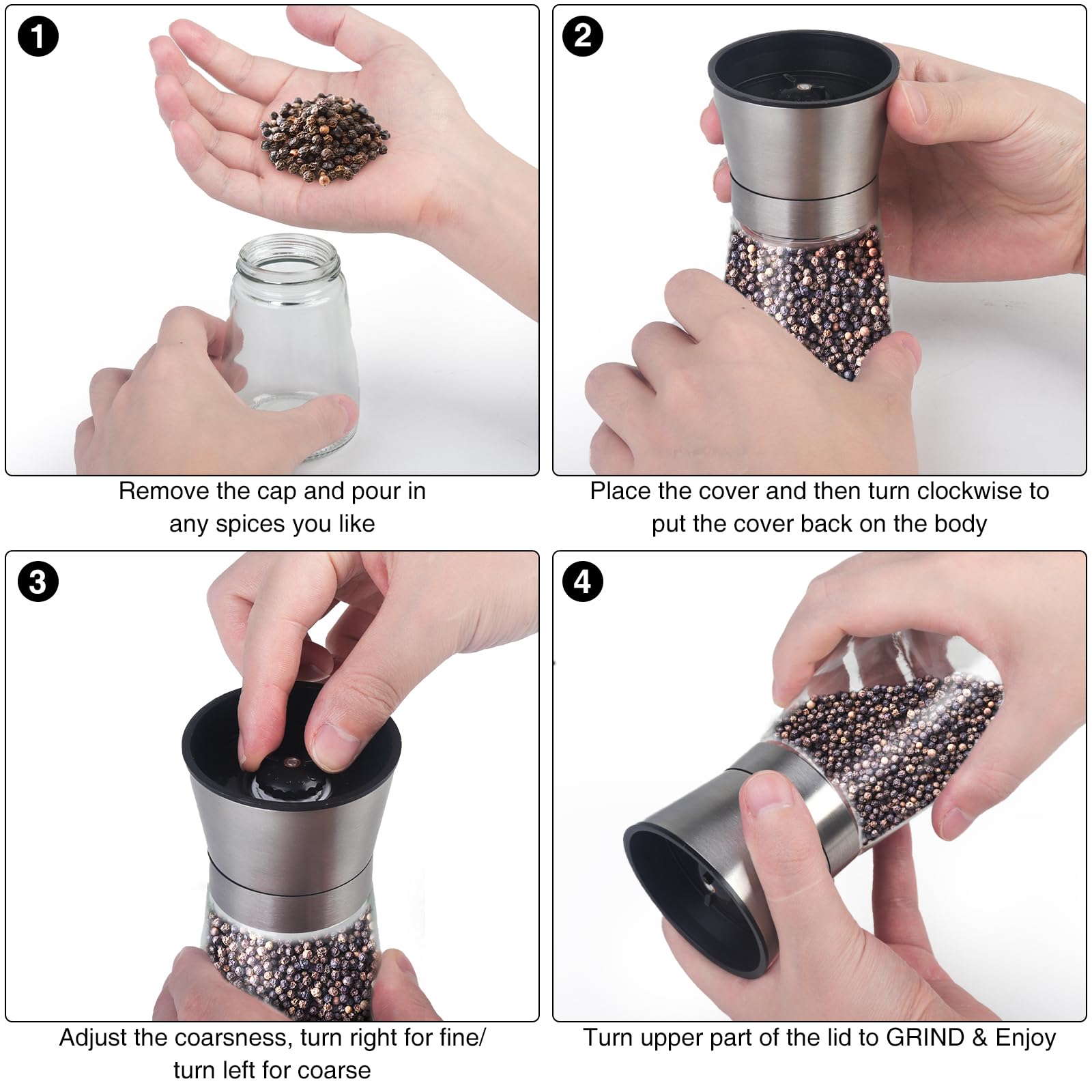 JAN24071801 Salt Pepper Mill, Stainless Steel — Amazon image 5