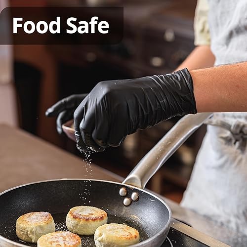 Miniatura 4 de Guantes desechables de nitrilo para examen, guantes de nitrilo negro, sin látex, para médico, cocina y esteticista, guantes de goma seguros para