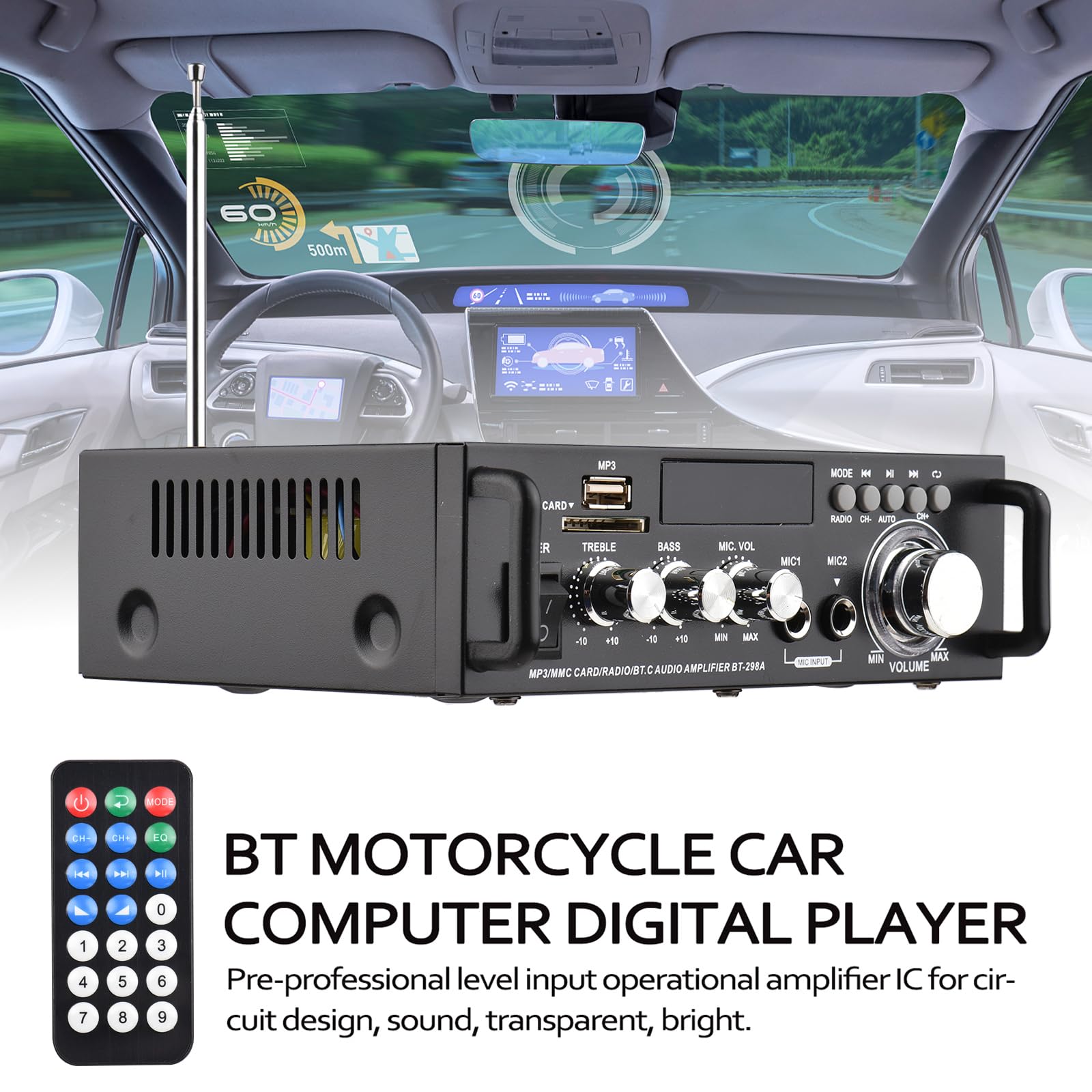 Docooler 600W Amplificatore Audio,HiFi Audio Stereo Bluetooth Radio Portatile per Auto o Casa, con Telecomando ed Mini Display 2CH LCD, 12 V / 220 V