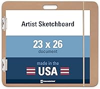 Saunders 05607 Recycled Hardboard Sketchboard 23x26 Inch - Eco-Friendly Drawing Board with Handle, Clips & Band for Artists