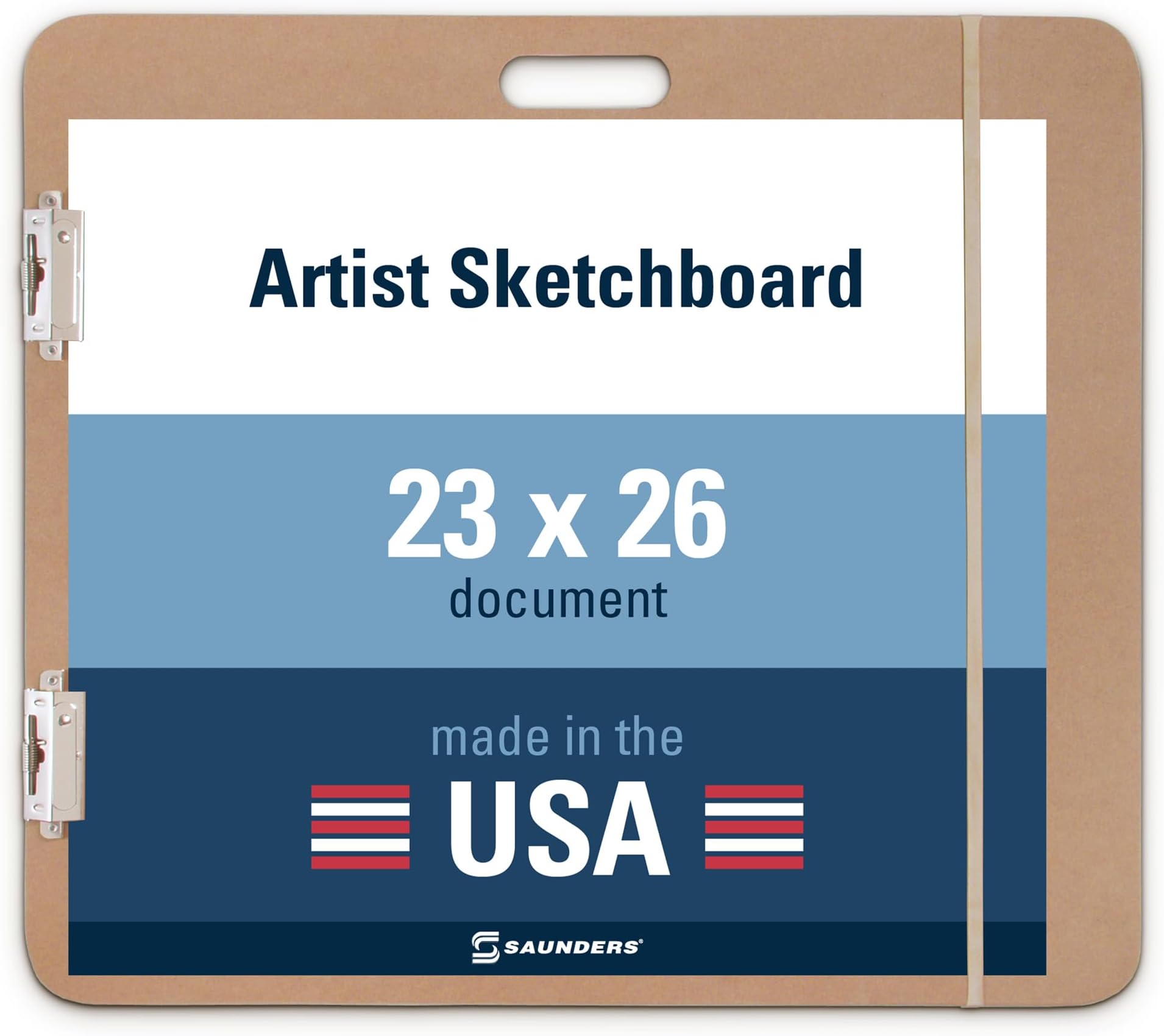 Saunders 05607 Recycled Hardboard Sketchboard - Brown, 23 in. x 26 in. Clipboard with Built-in Handle - Solid Drawing Board for Artists, Students, and Creatives