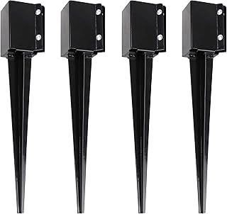 BISupply 24 Inch Fence Post Anchor Ground Spike Metal Fence Stakes, Post Base for 4x4 Inch Mailbox or Fence Post 4-Pack