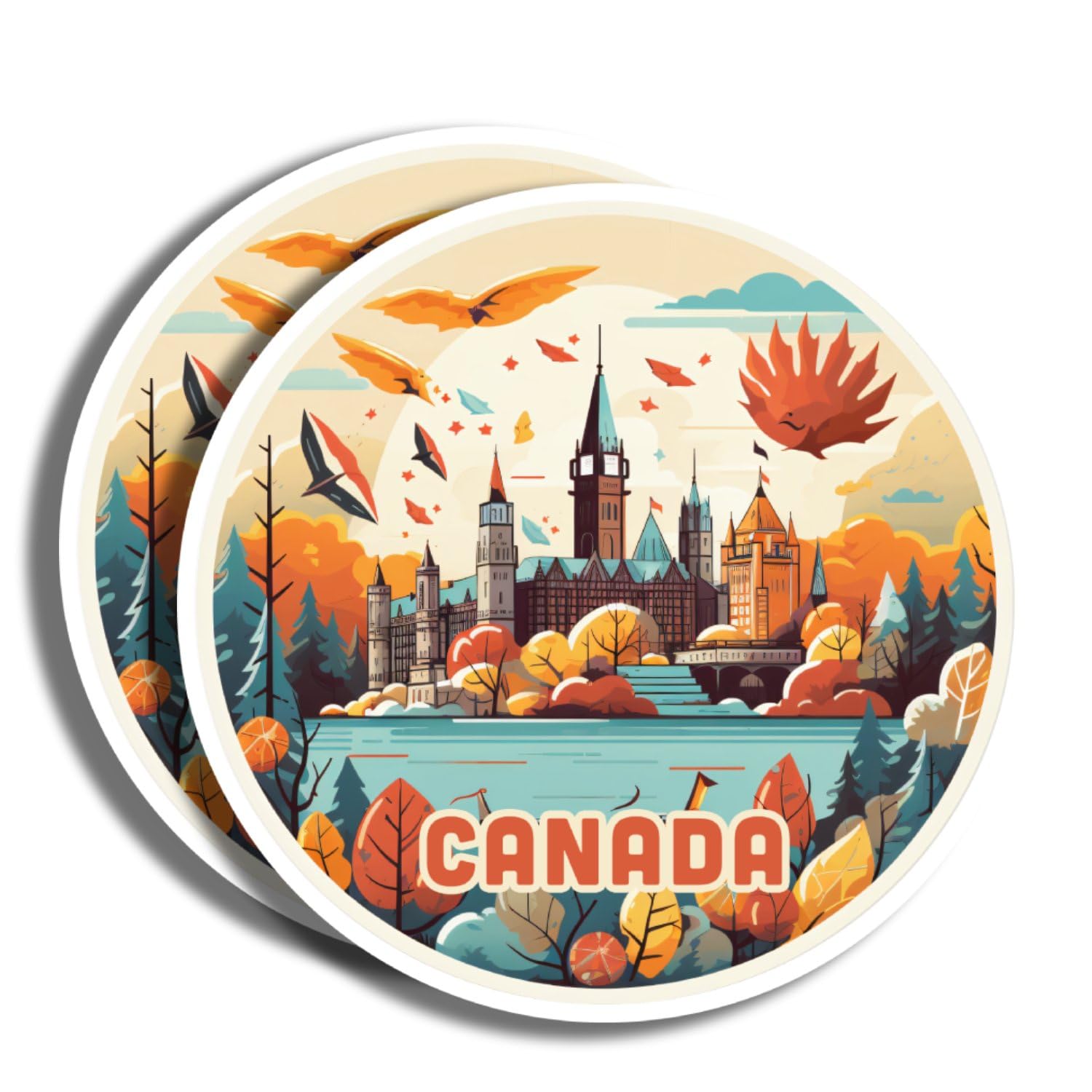 Canada Stickers - 5" Decal - Famous Landmarks - for Luggage, Laptop, Water Bottle, Car, Scrapbooking - Canada Souvenir - 130+ Options to Choose from - Latex Printed - Made in USA PLS413