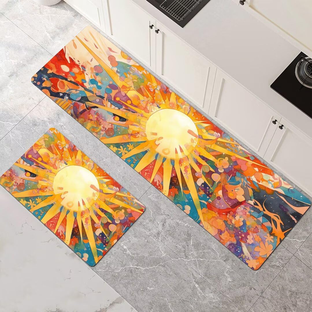 Alfombras de cocina de 2 piezas en medidas 50x80cm y 50x150cm con diseño Sunflower