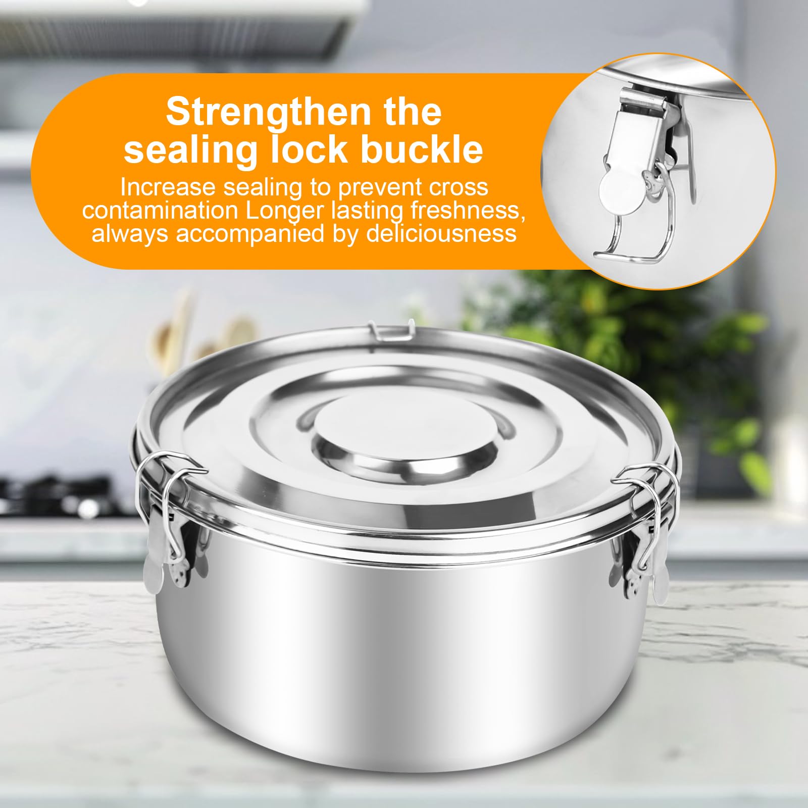 Contenitore in acciaio inox 304 per adulti e bambini, a prova di perdite, in acciaio inox, con coperchio per snack, frutta, cereali, zuppe (660/1040/1590 ml)