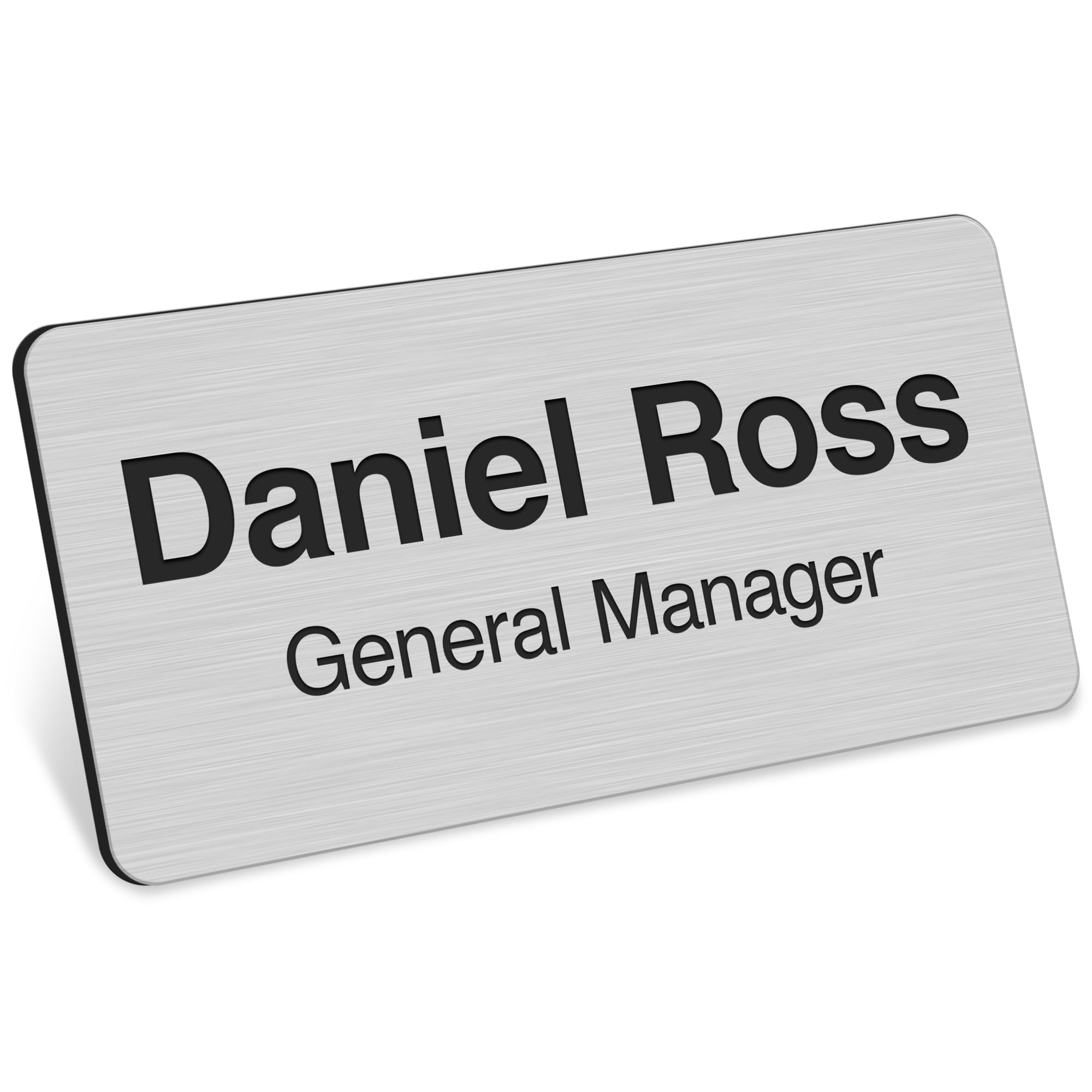 Name Tag, Magnetic Brushed Aluminum Name Tags, Personalized Name Tags, 1.5x3 Inches, Durable Engravable Impact Material, Made in The USA by My Sign