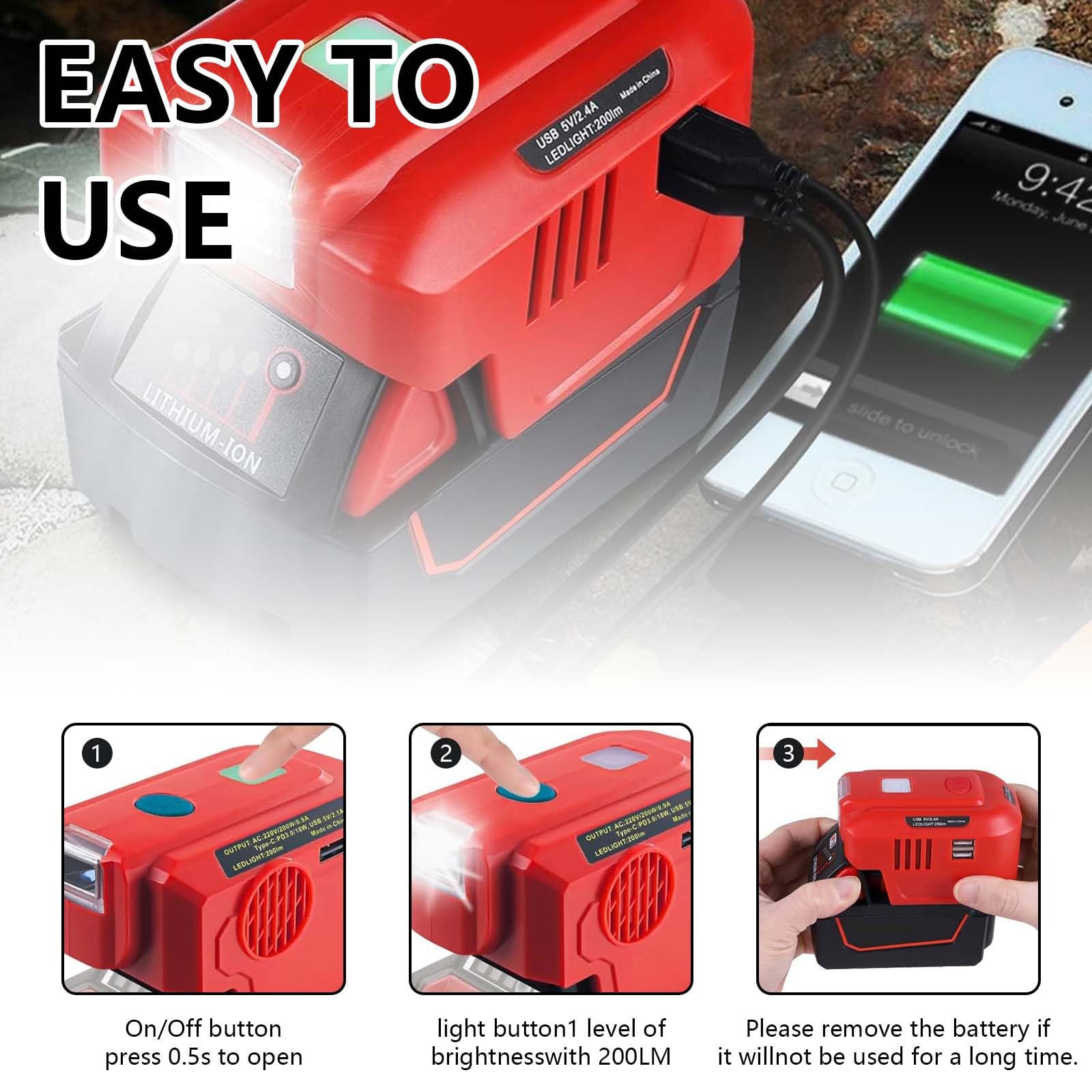 18V naar 12V Step Down Converter voor Einhell 18V accu, DC spanning accu power adapter output 5V-13V Max 10A sigarettenaansteker aansluiting