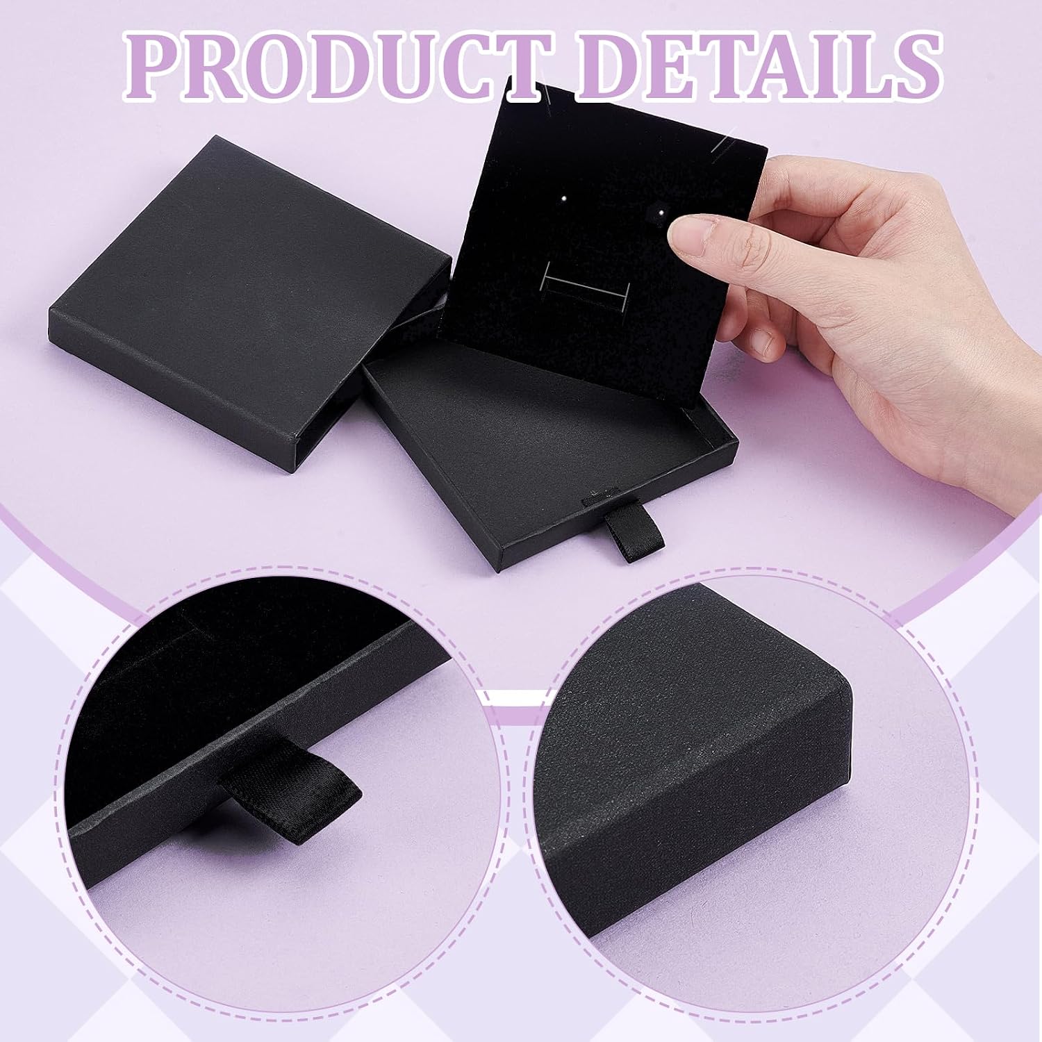 32PCS Jewelry Gift Boxes Bulk Cardboard Jewelry Boxes Square Jewellery Gift Box Pendent Storage Case for Necklace Ring Bracelet Earring (Black)