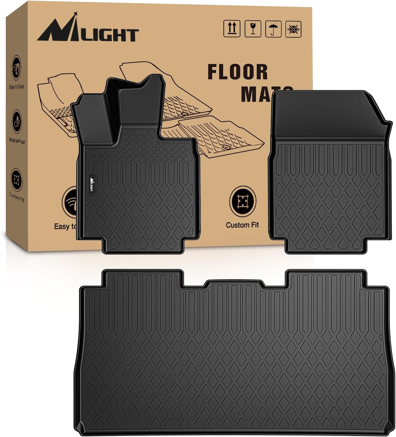 Nilight Floor Mats for Tesla Cybertruck Cyber Truck 2023 2024 2025 2026 All Weather Custom Fit Heavy Duty Floor Liners