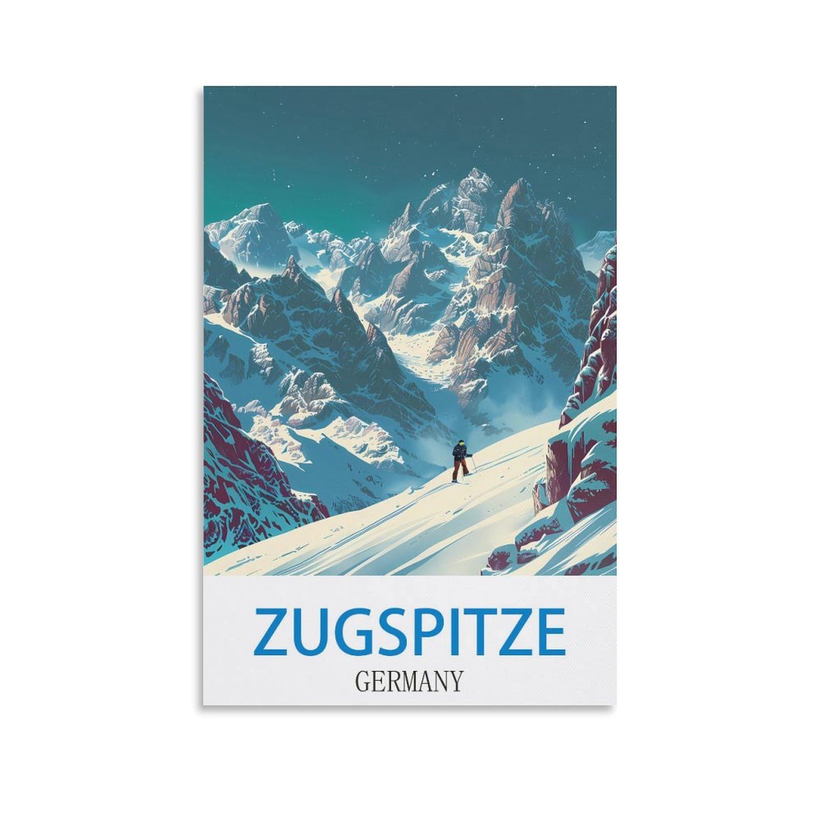 FZYUEN Zugspitze Germany Vintage Travel Poster Ski 08x12inch(20x30cm) Canvas Wall Art Prints for Wall Decor Room Decor Bedroom Decor