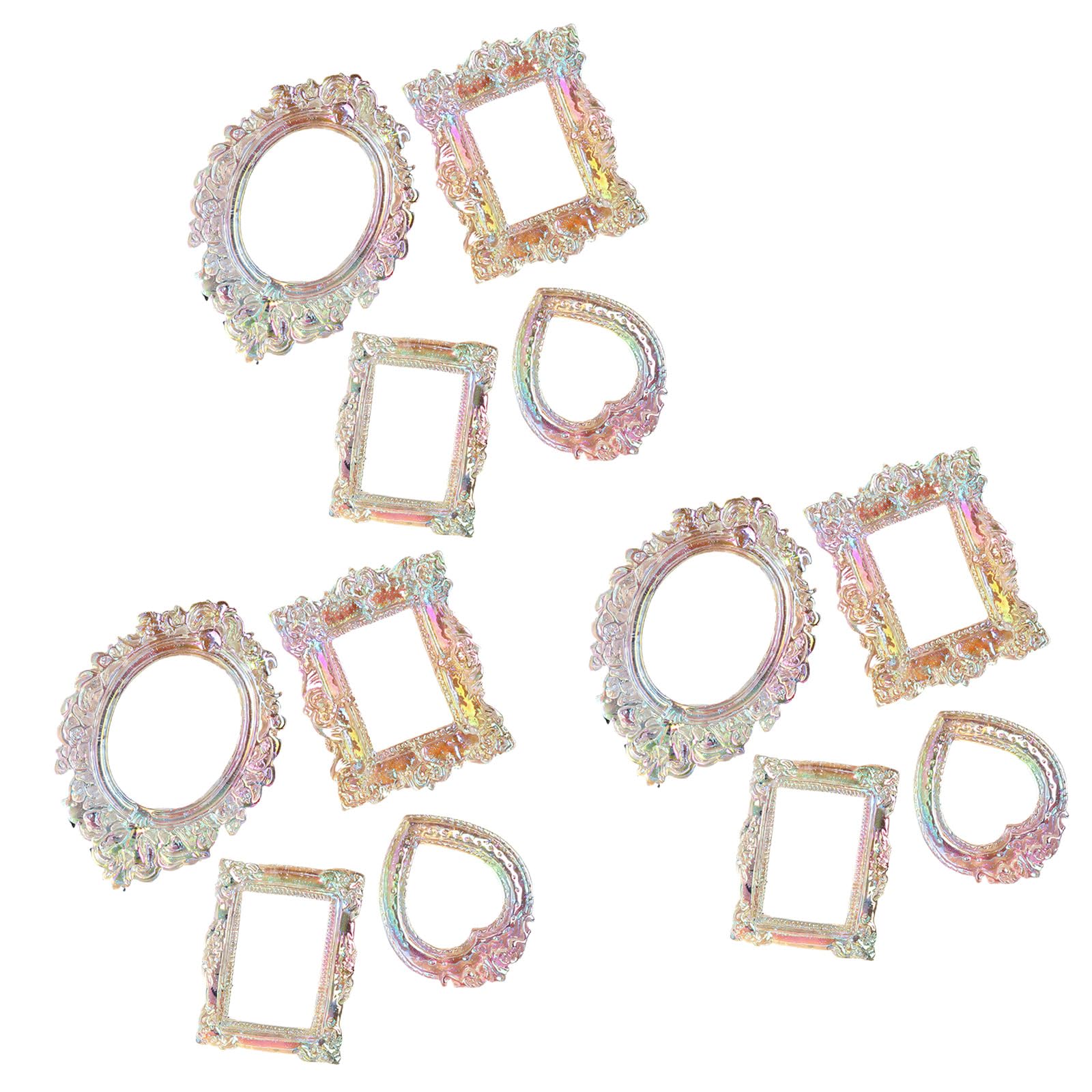 12PCS Small Antique Resin Picture Frame Miniature Rectangular Oval Jewelry Display Photo Frame for Weddings Party Decors Memory Display Frames
