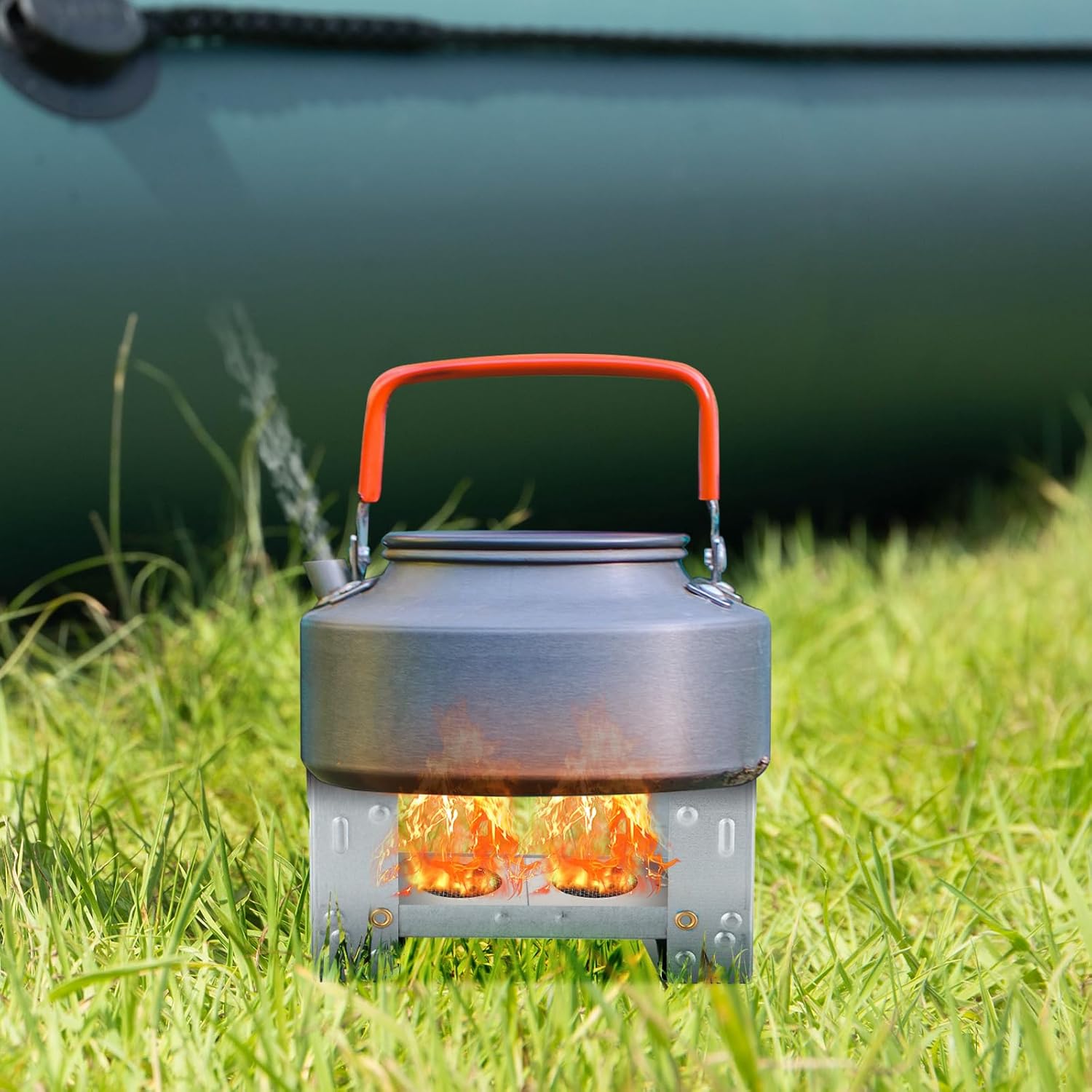 Menolana Mini Alcohol Camping Stoves Set Folding Grill Burning Stoves Alcohol Heater for Pot, Outdoor Cookware for Backpacking Picnic Hiking Camping, A