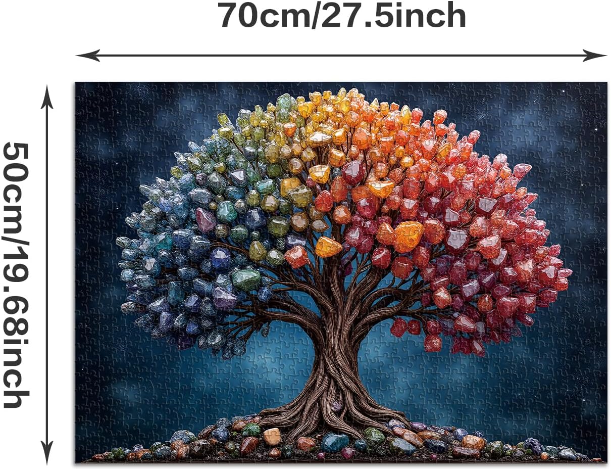 Jigsaw Puzzles for Adults 1000 Pieces - Challenging Fun Puzzles Stunning Art Wall Decor, Gift for Adult Puzzle Lovers, Family Game, Jewel Tree of Life C0818