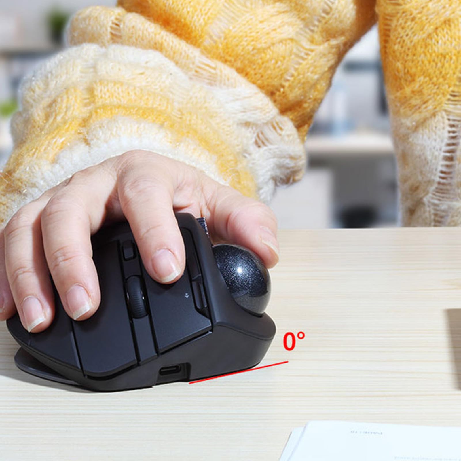 XUMIUZIY Ratón Inalámbrico con Trackball, Mouse Ergonómico, 8000 dpi, 8 Botones, Pantalla LCD a Color, for Oficina y Uso Diario (Black)
