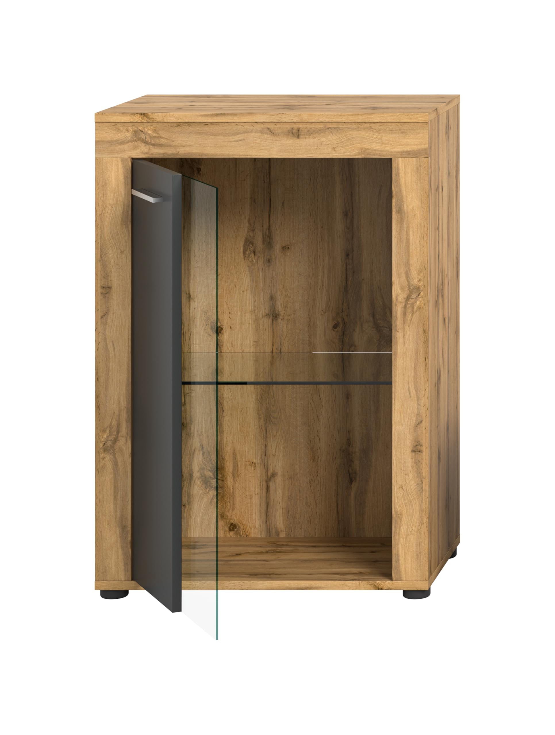 xonox.home Wohnen Jam X8BN1T40 - Vitrina de Cristal (600 x 86 x 35 cm), Color Roble Wotan y Gris