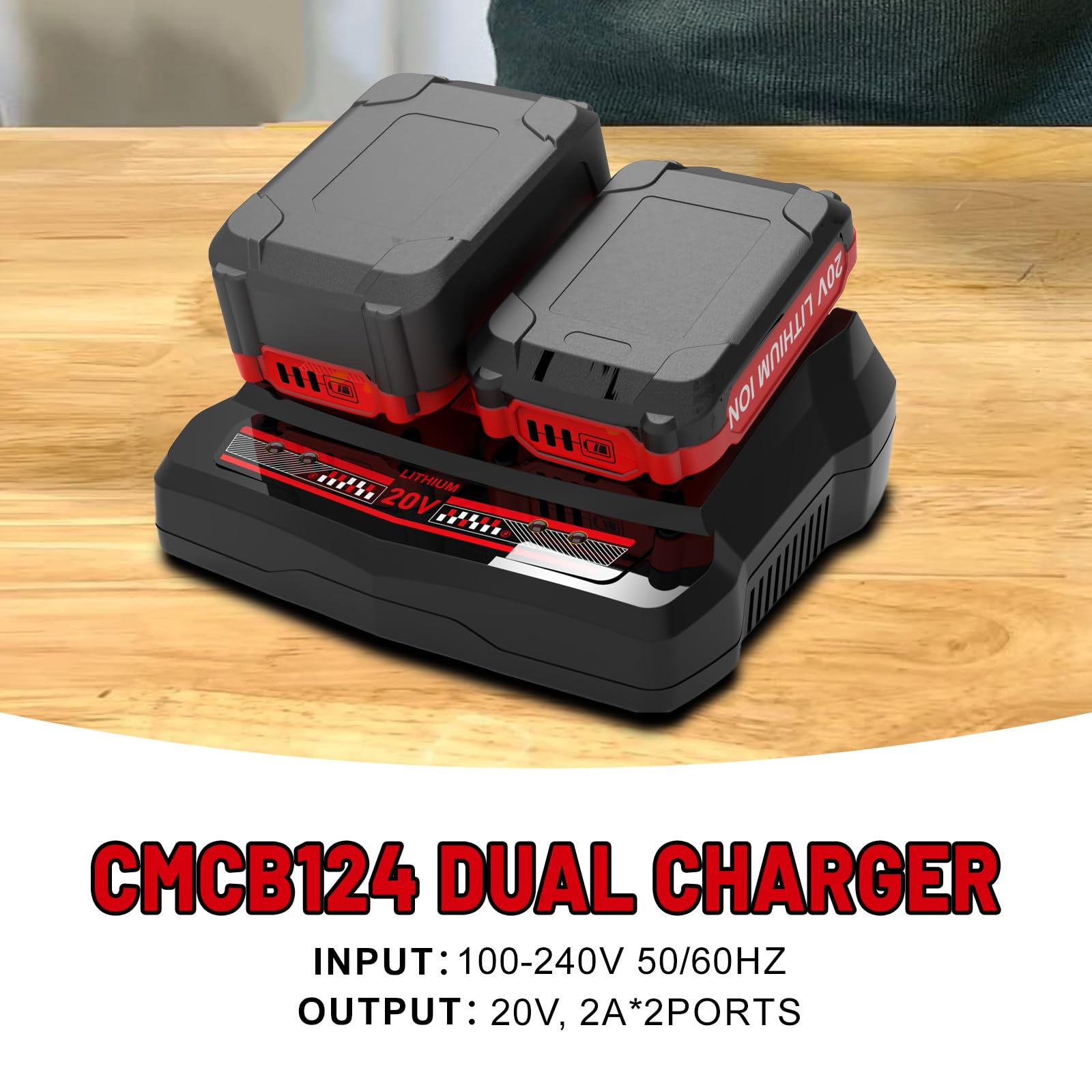 CMCB124 Dual Port V20 Charger for Craftsman V20 Battery CMCB202 CMCB204 CMCB205 Replacement for Craftsman 20V Battery Charger