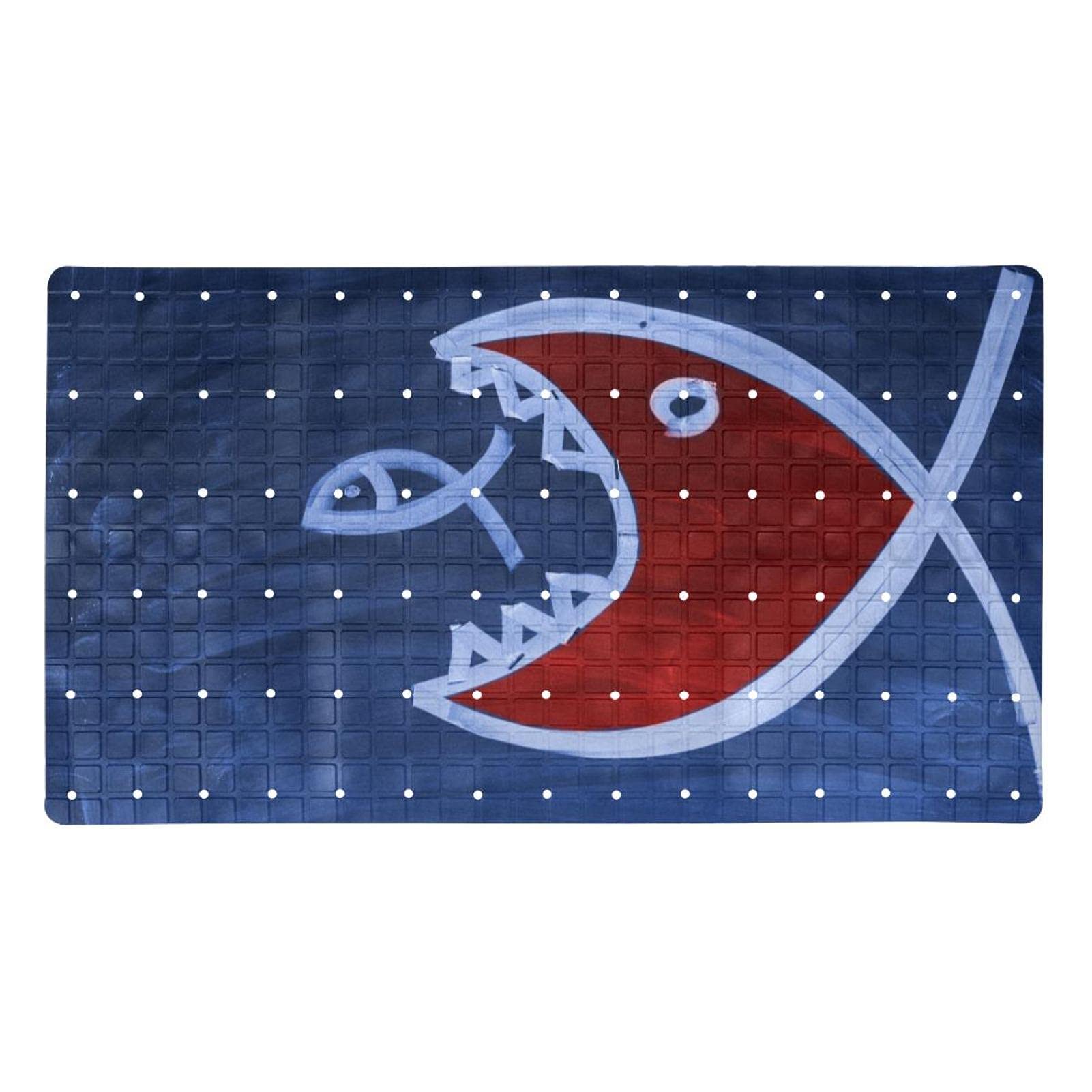Tapis de bain antidérapant 40 x 70 cm avec trous de drainage et ventouses bleues