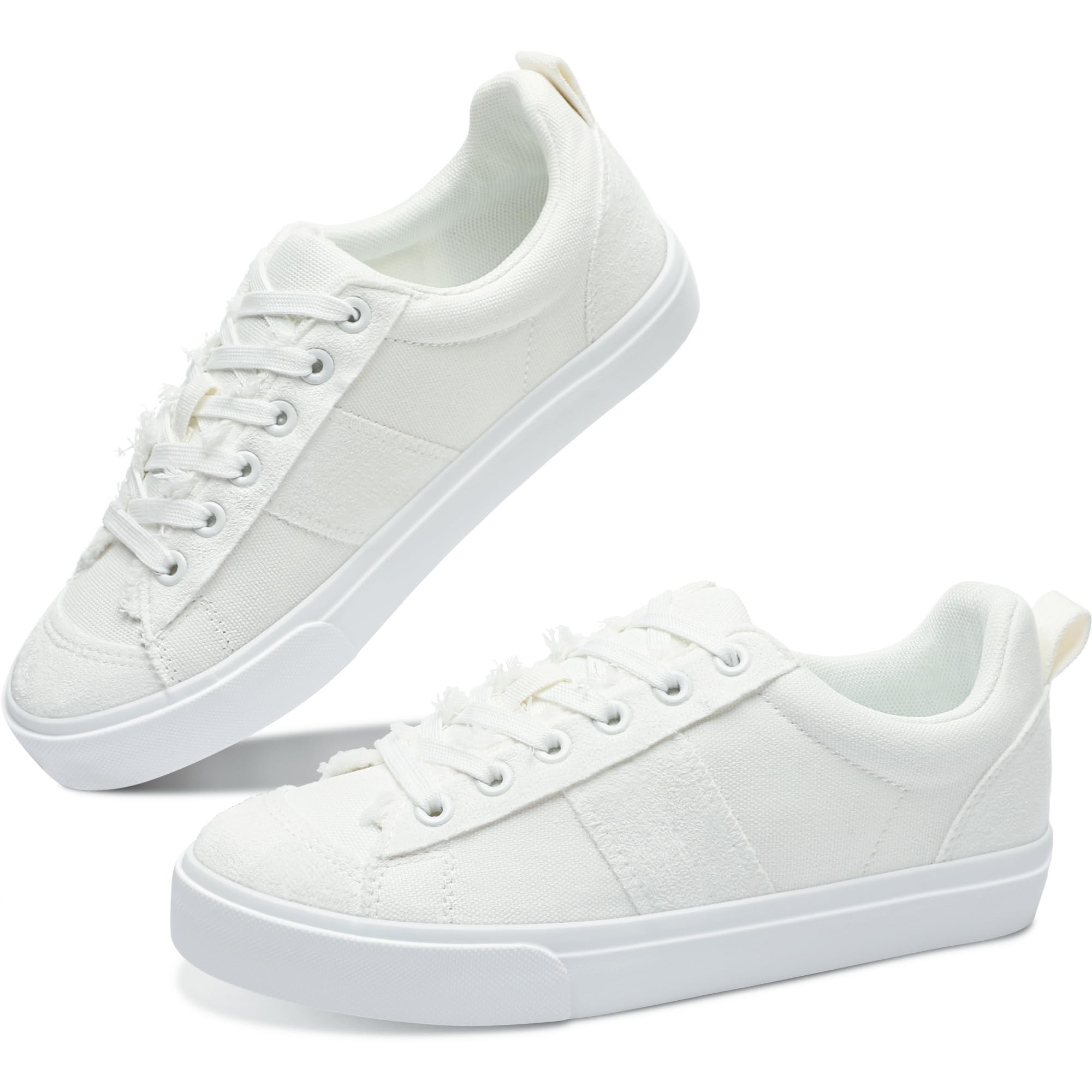Obtaom Women's Canvas Sneakers Cute Lace up Fashion Sneaker Comfortable Skate Shoe for Lady Casual Tennis Flats