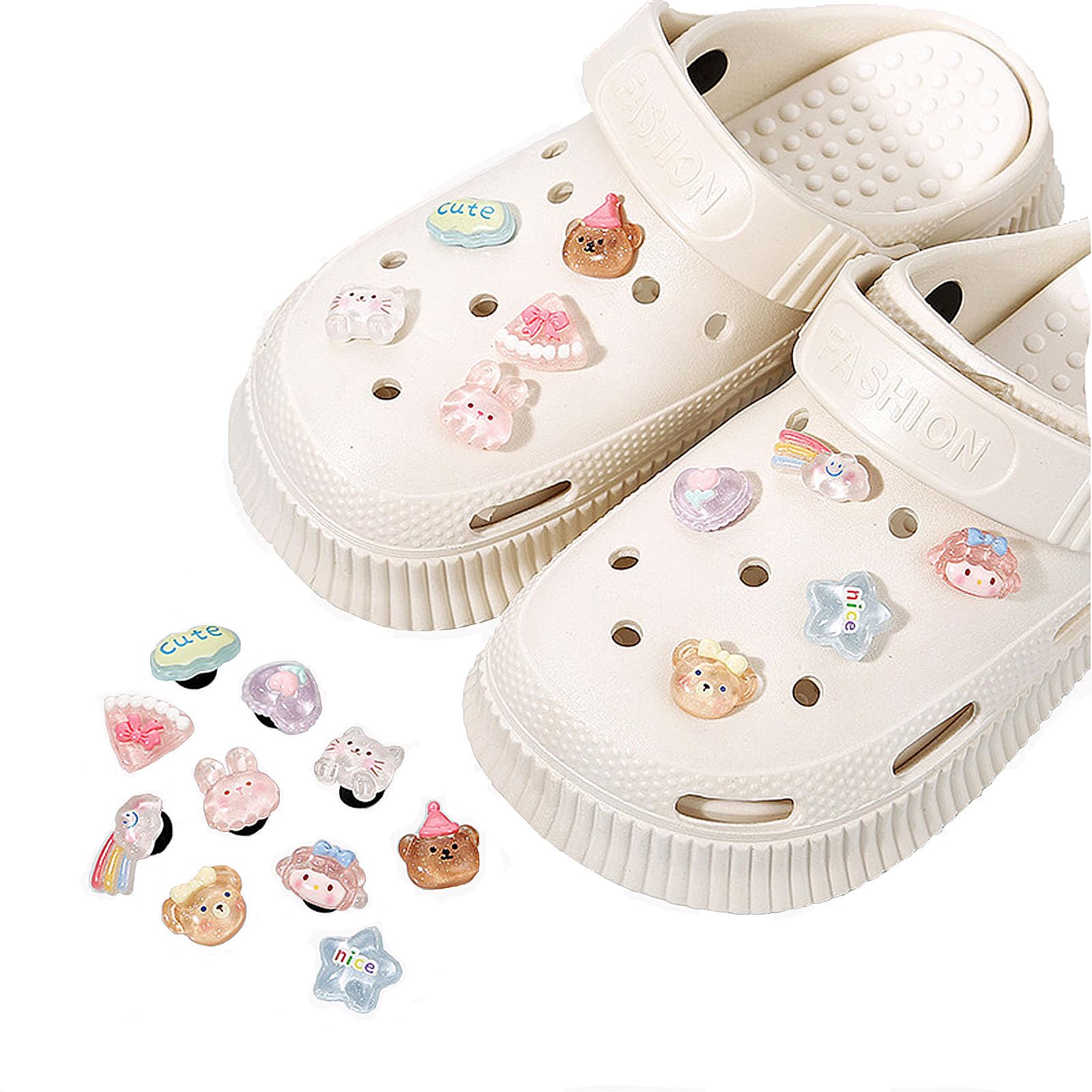 10 sztuk uroczych przypinek z kreskówek, przypinki do butów, naklejki Crocs, Charms z kreskówki, 10 sztuk, 1, Glina polimerowa, Agat