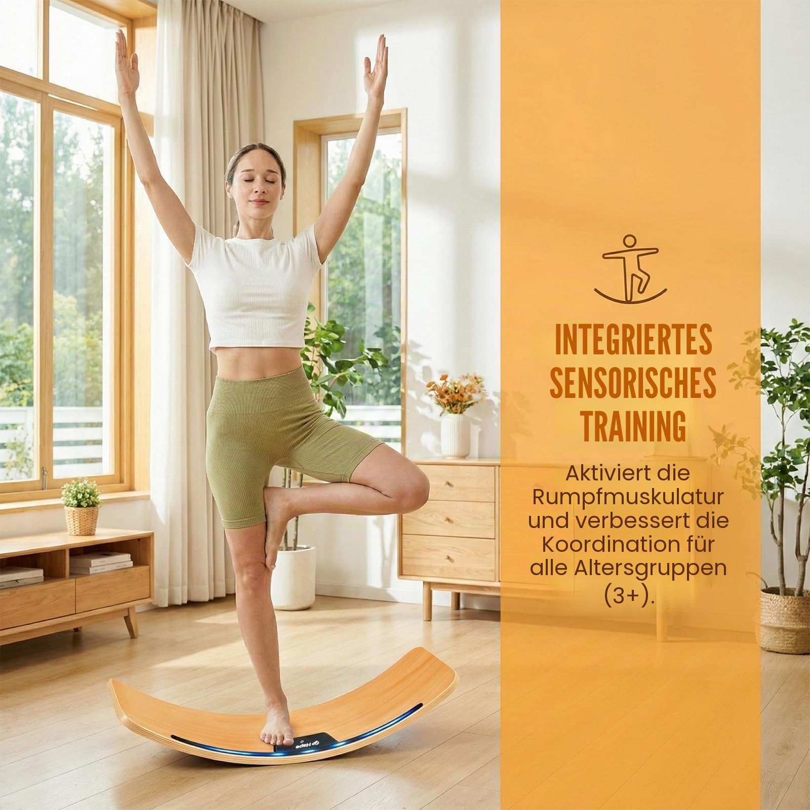 Hape Intelligentes Balance Board, LED Balance-Brett für Kinder und Erwachsene, Gleichgewichts- und Bewegungsspielzeug ab 3 Jahren