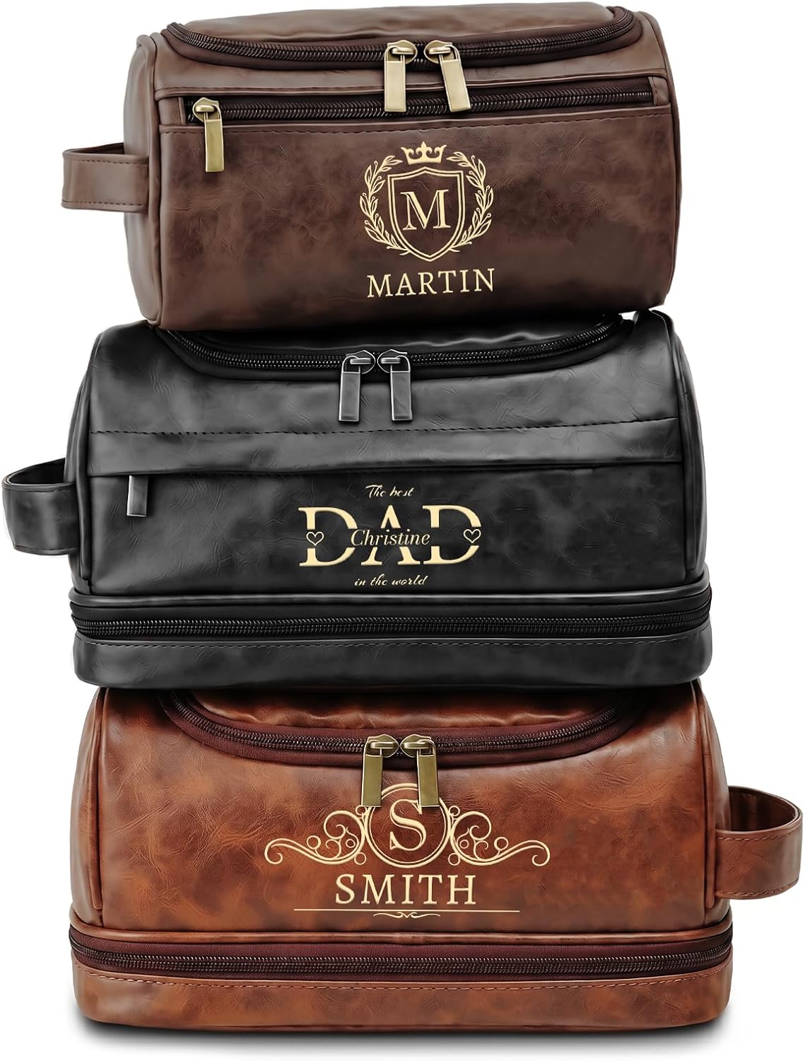 Gifts for Men, Personalized Toiletry Bag for Men, Custom Name & Text, Leather Travel Toiletry Kit, Gift for Birthday, Wedding, Anniversary, Husband, Grandpa, Lover