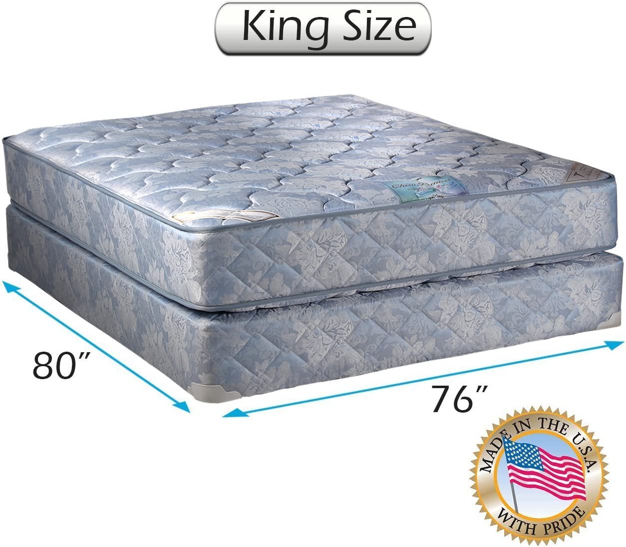 DS Solutions USA Chiro Premier 2-Sided (Blue Color) King Size Mattress Set with Mattress Cover Protector