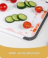 Vista 7 de Juego de 2 tablas de cortar de plástico para cocina, tablas de cortar aptas para lavavajillas con ranuras para jugos para carne, verduras, mango
