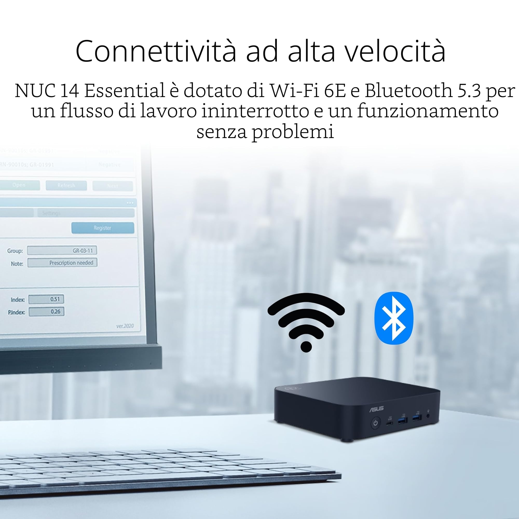 ASUS NUC 14 Essential Kit Mini PC Intel N250 16GB DDR5-4800 SSD M.2 Wi-Fi 6E Bluetooth 5.3 Nero