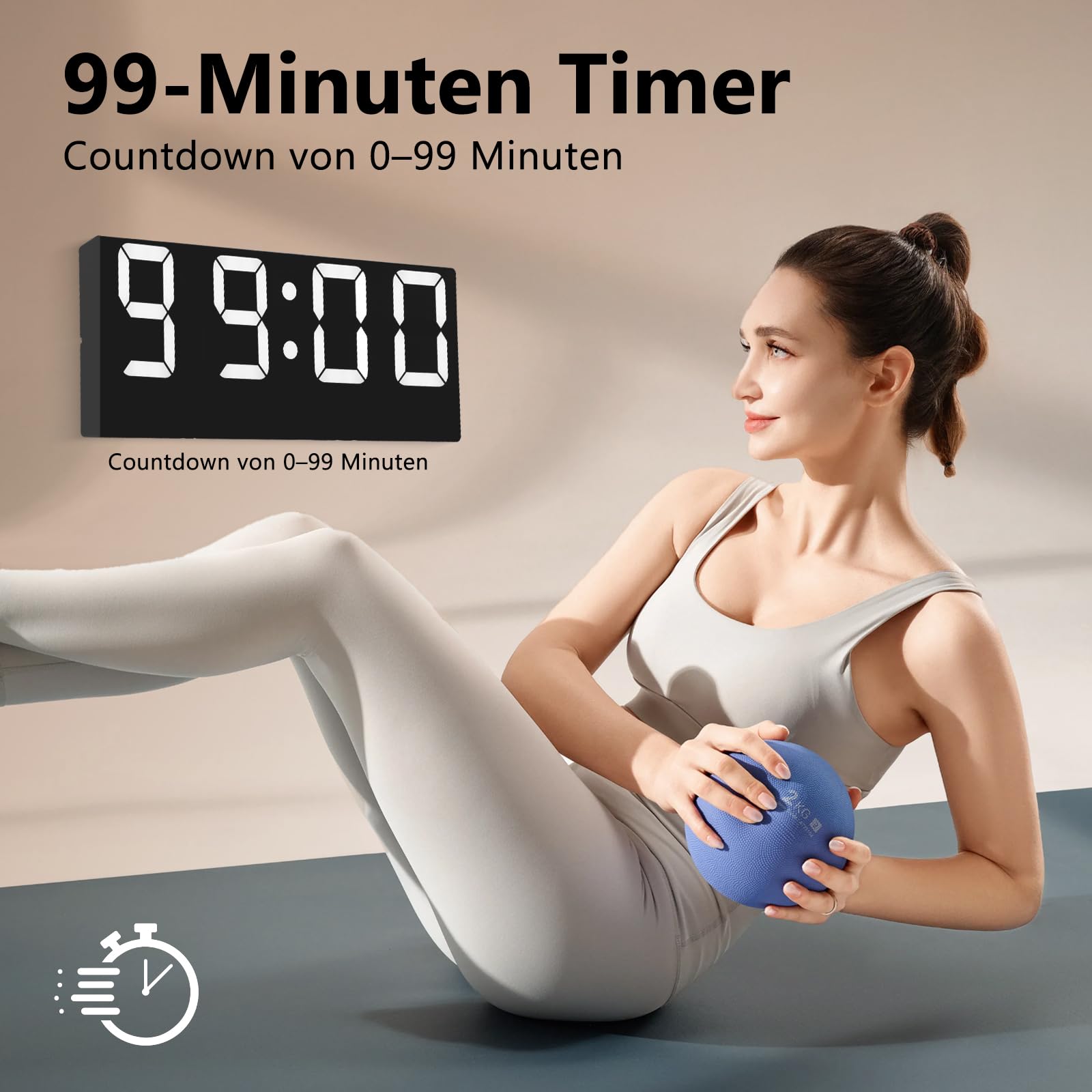 HUO JI Horloge murale numérique LED de 40,6 cm avec grands chiffres