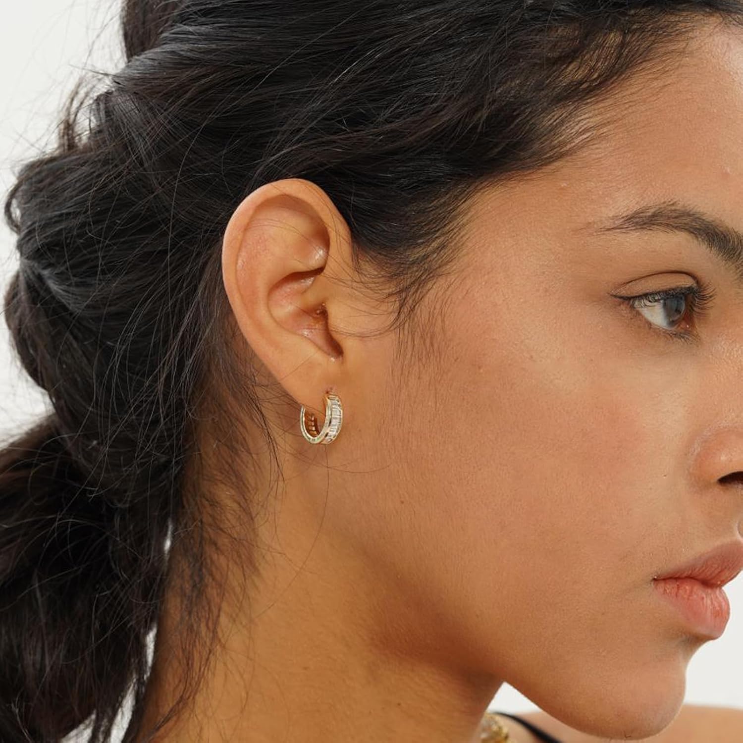 Hoop Earrings for Women 18K Gold Plated Iced Out Silver Huggie Earrings for Men Hypoallergenic Cubic Zirconia Earrings - Image 6