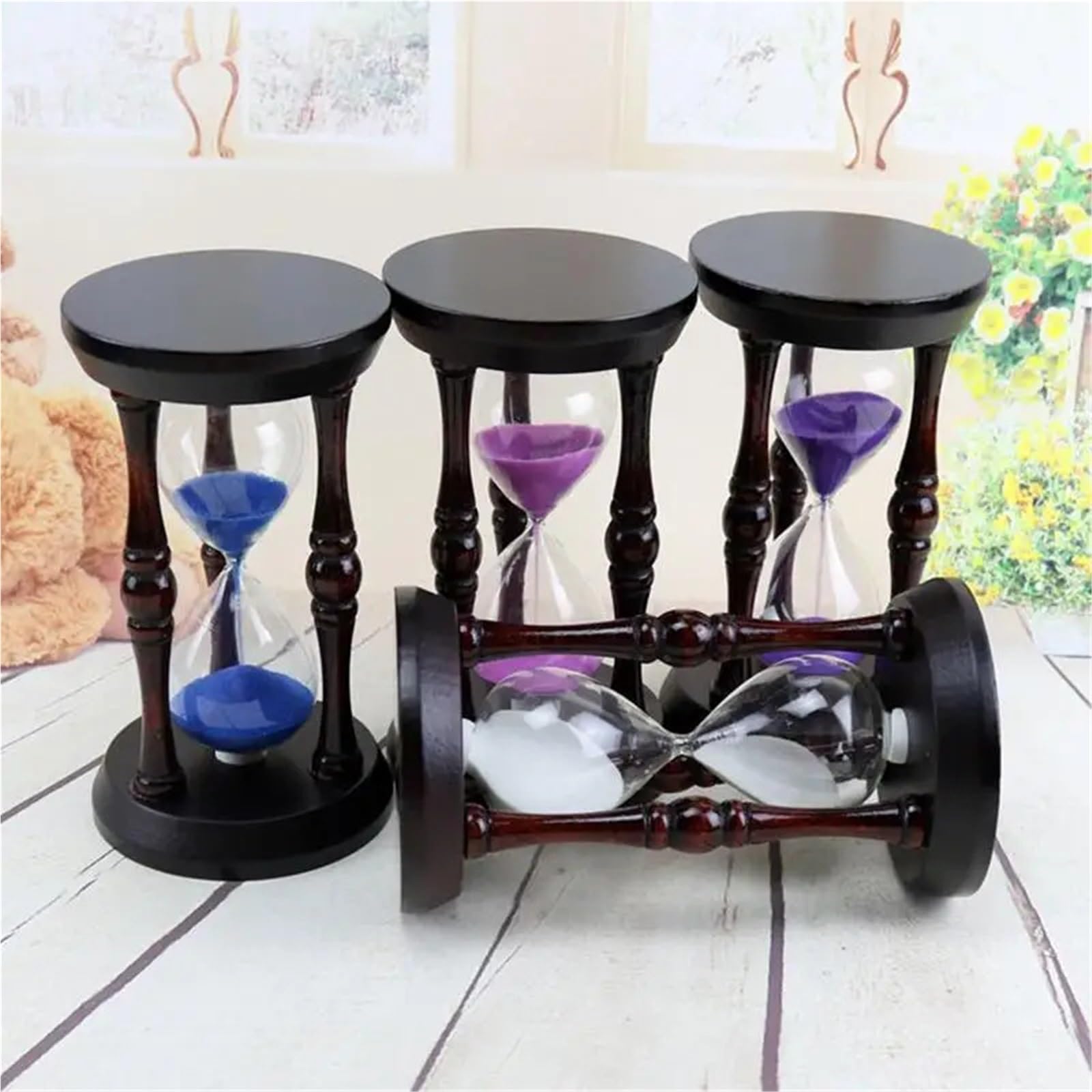 Reloj de Arena Madera Antiguo, Reloj Retro, Adornos con Temporizador, decoración del hogar, 2 uds de Cocina