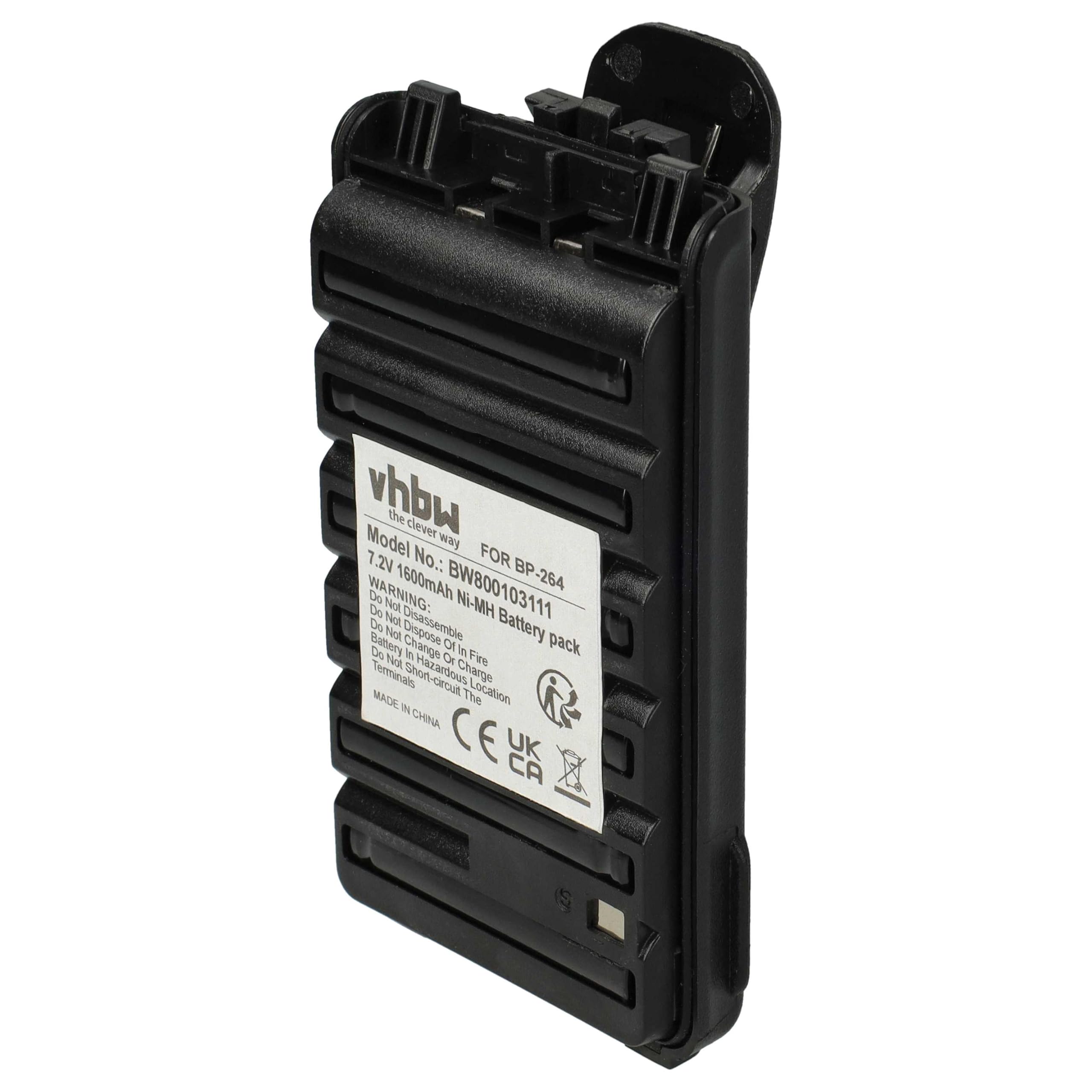 vhbw 2x batteria sostituisce Icom BP-264 per radio (1600mAh, 7,2V, NiMH) + clip