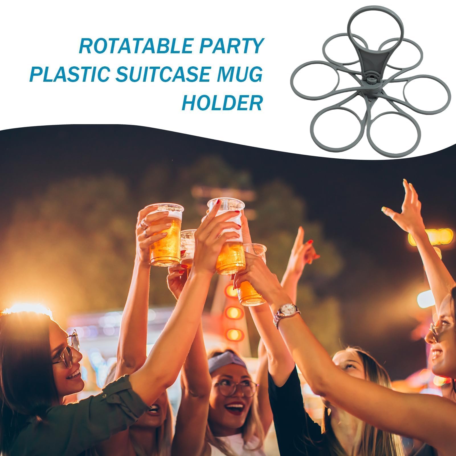2 PCS Porte-Gobelets Pliables avec Poignée, Transporter 6 Tasses, Polypropylène Porte-Tasses, Supporte 3 kg, Léger et Portable, Porte-Gobelets pour Bars, Fêtes et Rassemblements