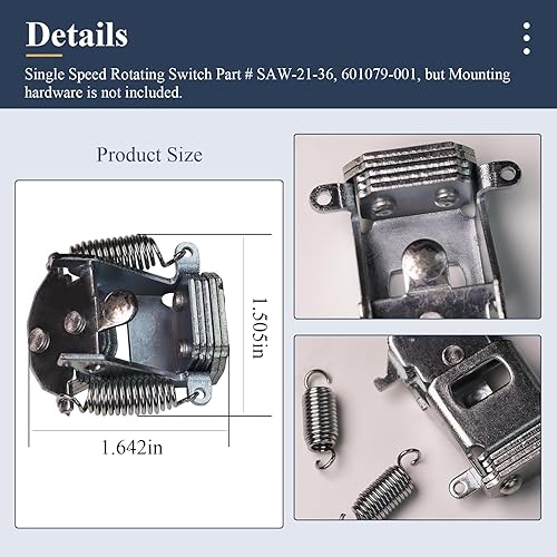 Miniatura 7 de Ctuoptuo SAW-21-36, 601079-001 Governor - Interruptor giratorio, apto para todos los motores Century (A.O. Smith) de una sola velocidad para