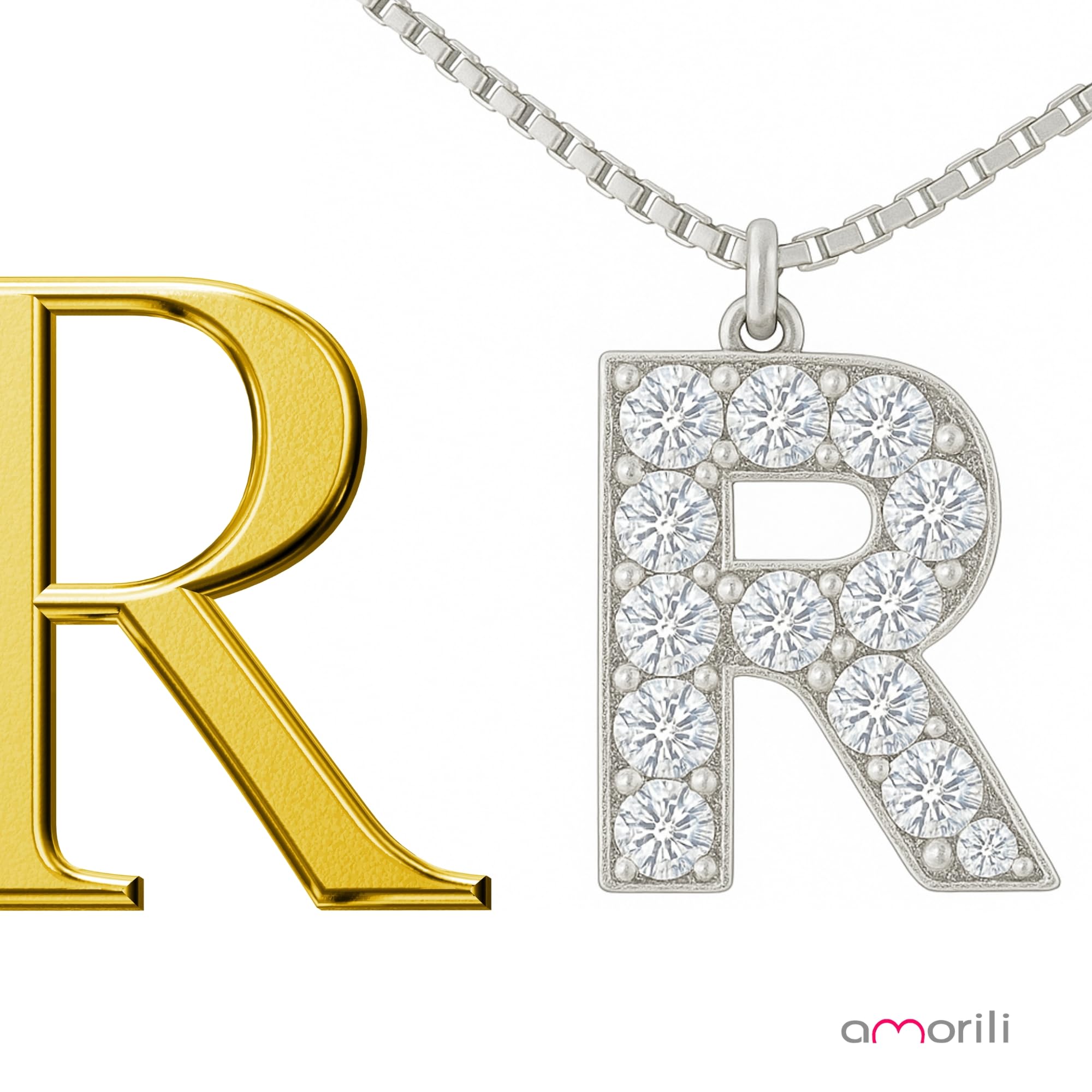 Collana Donna con Lettera Iniziale in Argento 925 e Zirconi Luminosissimi – Collana Elegante Personalizzata Idea Regalo