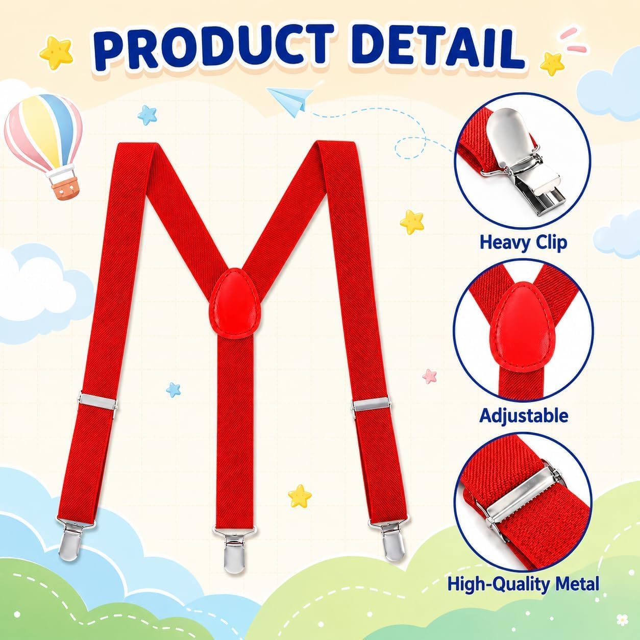 6 Pcs Halloween Costume Accessories for Adult Include Red Propeller Hats Y Back Style Suspenders and Adjustable Bowtie for Men Women Halloween Party