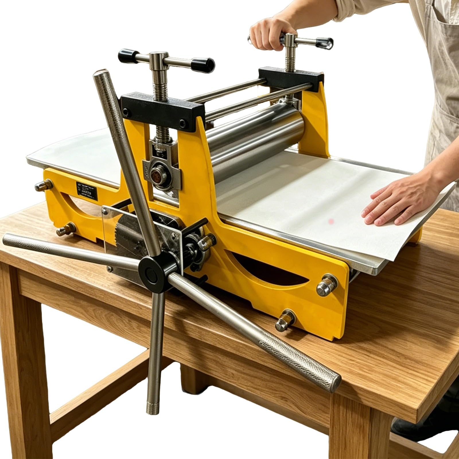 Pressa for incisione manuale, bancale 450x800 mm, rullo regolabile, lega resistente. | La stampa for incisione gestisce intaglio, rilievo, calcografia, xilografia e carta; perfetto for studio, aula o laboratorio.