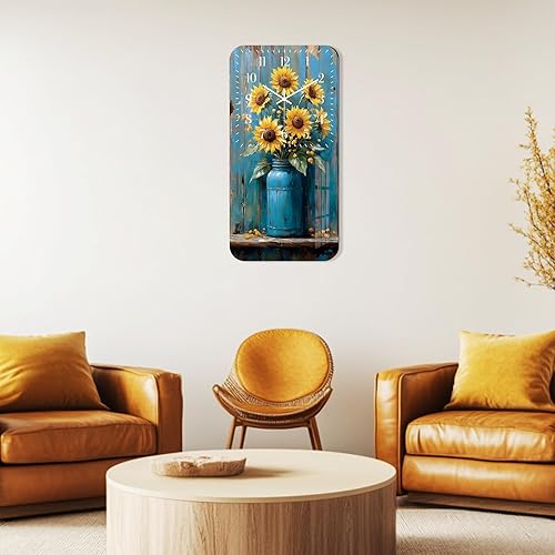 Miniatura 3 de Reloj de pared grande para sala de estar, reloj de pared de girasol, funciona con pilas, 24 pulgadas, reloj de pared rústico de granja que no hace