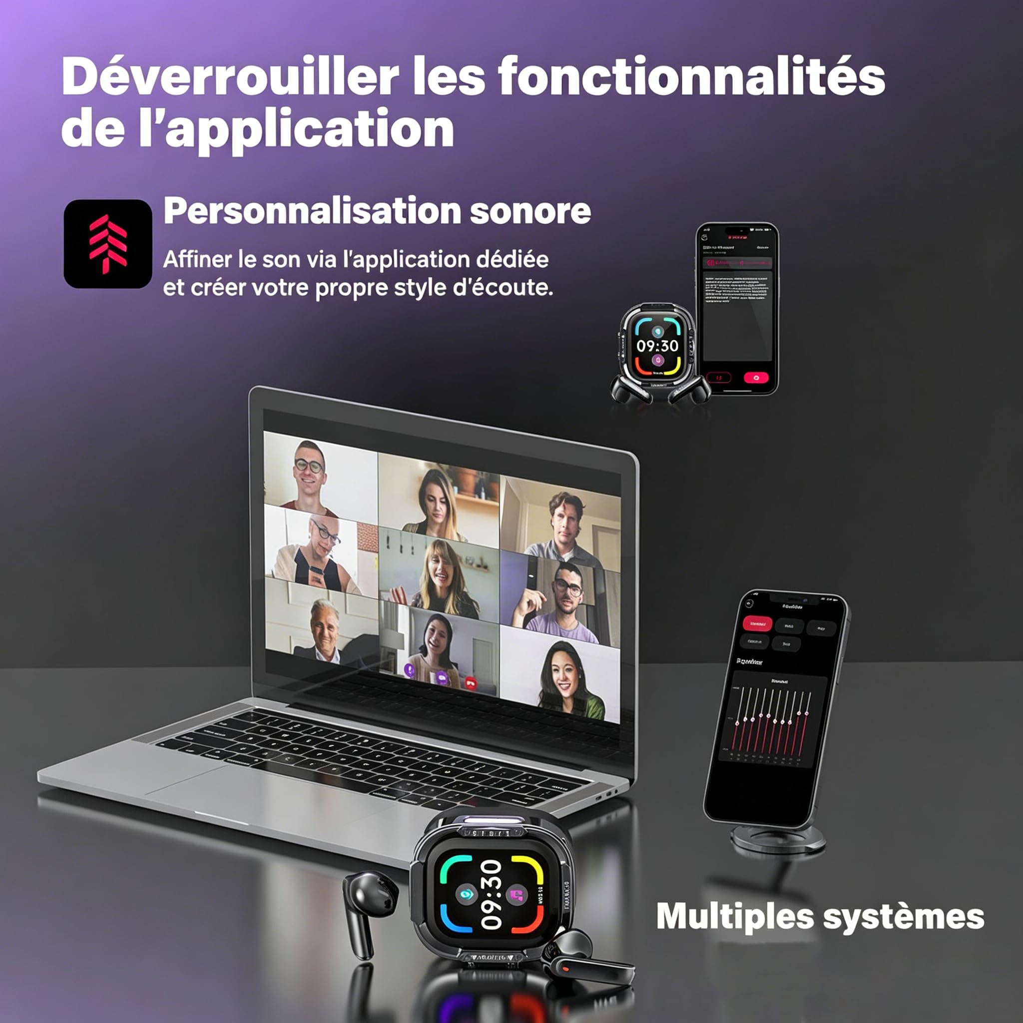 Ecouteur Traducteur Instantané 165 Langues Bluetooth 6.0 Écran Tactile 7 Modes Autonomie 60 h Noir