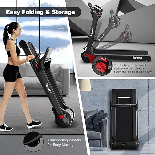 Miniatura 3 de Goplus Caminadora plegable de 2.25 HP, caminadora eléctrica Superfit con pantalla LED, control de aplicación, altavoz de dientes azules y soporte