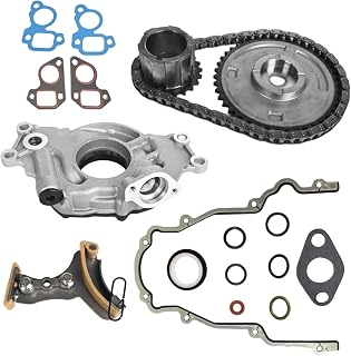 Engine Part Timing Chain Kit with Cover Gasket & Oil Pump Compatible with Che*vy GM*C Sie*rra Bui*ck Ava*lanche Ex*press 2500 Sil*verado Subur*ban Cadi*llac Yu*kon H3 Replace #12696357