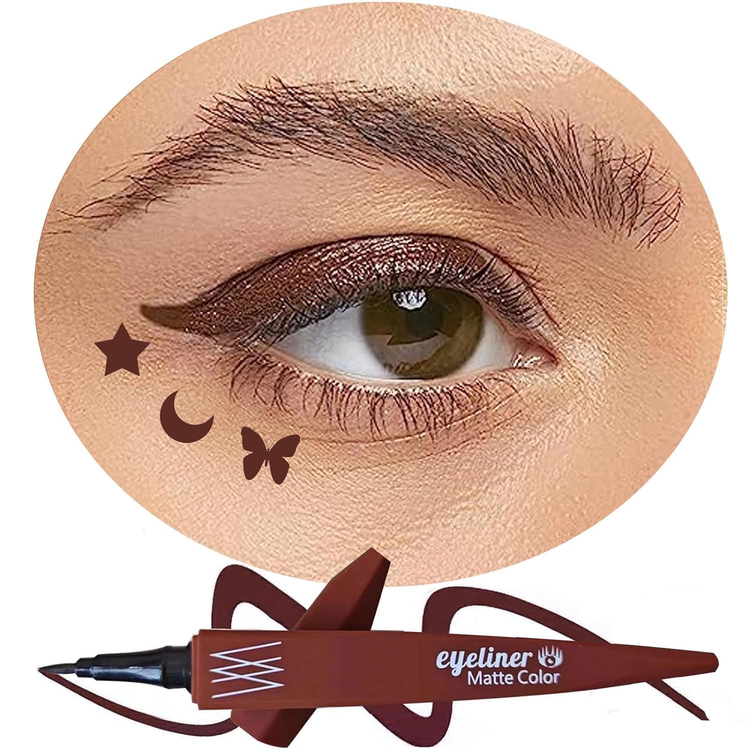 Brown Liquid Eyeliner Pencil, Waterproof & Smudge-proof Ultra-Fine Brush Tip Eye Liner, Quick Drying Formula Long Lasting High-Pigmented Up to 24 Hours Eye Makeup Wear(Brown)